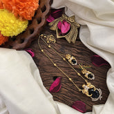 Stylish Dual Elephant Blue AD Stone Pendant Chain-G14526